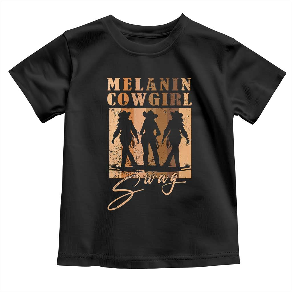 Melanin Cowgirl Swag Toddler T Shirt African American Cowgirls Black History Pride Retro TS02 Black Print Your Wear