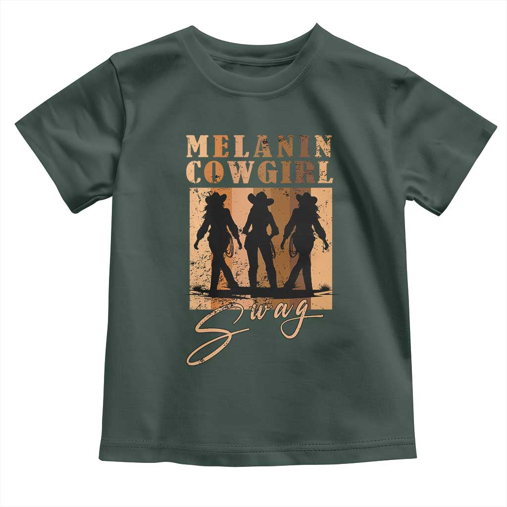 Melanin Cowgirl Swag Toddler T Shirt African American Cowgirls Black History Pride Retro TS02 Dark Forest Green Print Your Wear