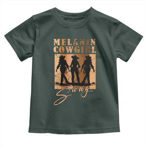 Melanin Cowgirl Swag Toddler T Shirt African American Cowgirls Black History Pride Retro TS02 Dark Forest Green Print Your Wear