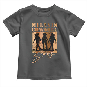 Melanin Cowgirl Swag Toddler T Shirt African American Cowgirls Black History Pride Retro TS02 Dark Heather Print Your Wear
