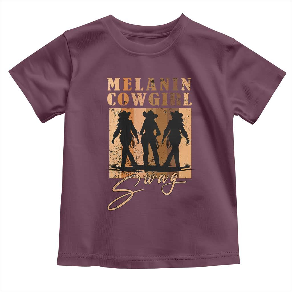 Melanin Cowgirl Swag Toddler T Shirt African American Cowgirls Black History Pride Retro TS02 Maroon Print Your Wear
