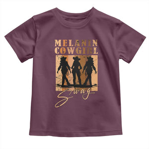 Melanin Cowgirl Swag Toddler T Shirt African American Cowgirls Black History Pride Retro TS02 Maroon Print Your Wear