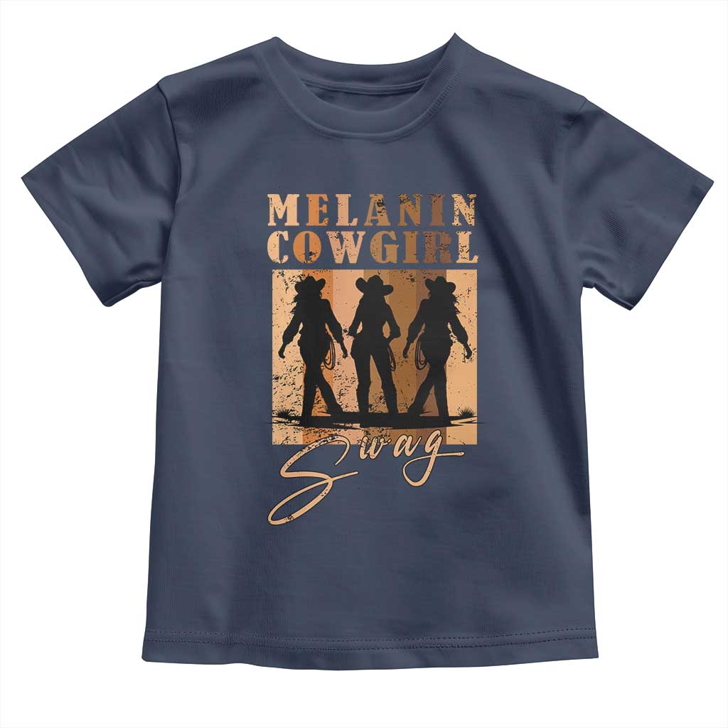 Melanin Cowgirl Swag Toddler T Shirt African American Cowgirls Black History Pride Retro TS02 Navy Print Your Wear