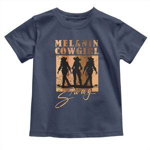 Melanin Cowgirl Swag Toddler T Shirt African American Cowgirls Black History Pride Retro TS02 Navy Print Your Wear