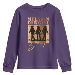 Melanin Cowgirl Swag Youth Sweatshirt African American Cowgirls Black History Pride Retro TS02 Purple Print Your Wear