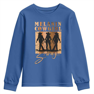 Melanin Cowgirl Swag Youth Sweatshirt African American Cowgirls Black History Pride Retro TS02 Royal Blue Print Your Wear