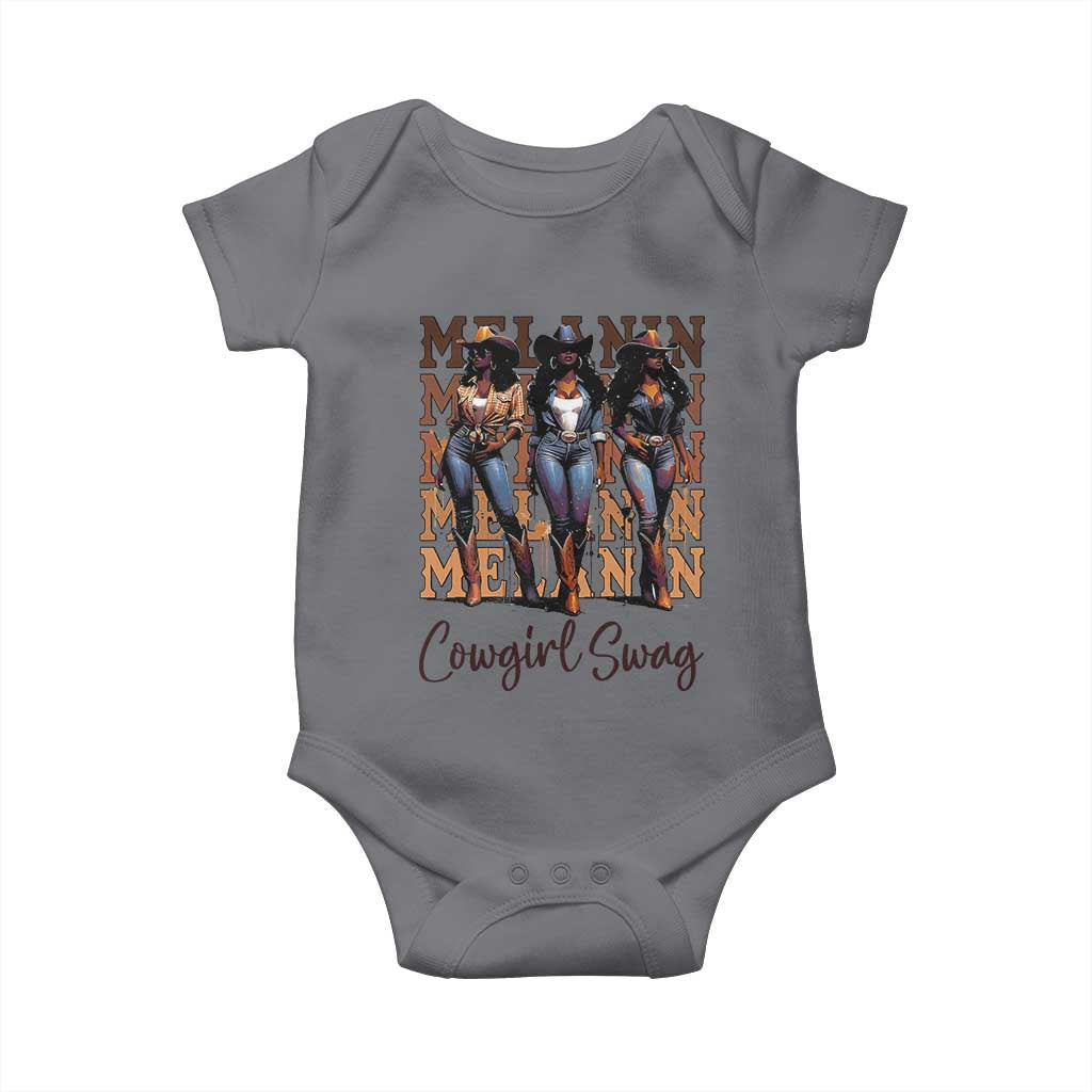 Melanin Cowgirl Swag Baby Onesie African American Cowgirls Black History Pride TS02 Charcoal Print Your Wear