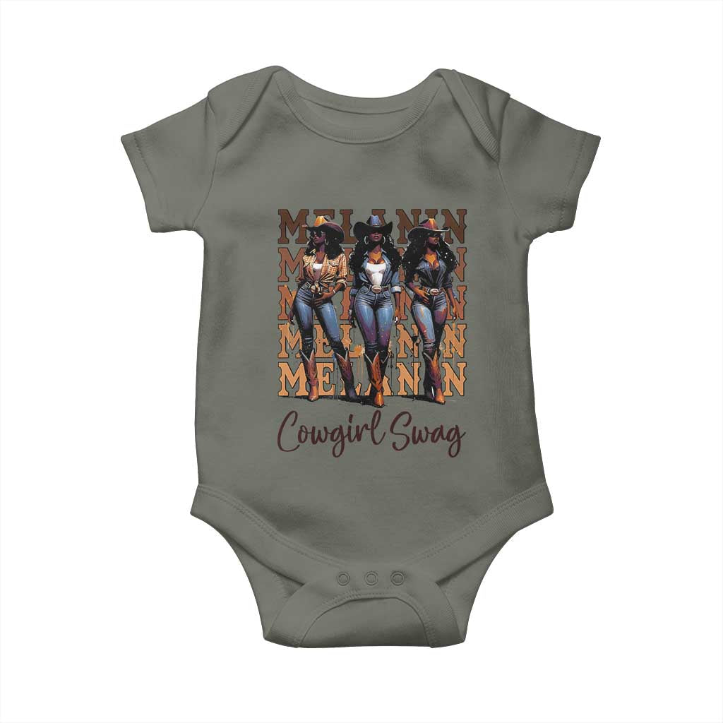 Melanin Cowgirl Swag Baby Onesie African American Cowgirls Black History Pride TS02 Military Green Print Your Wear