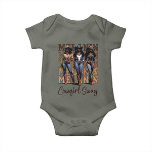 Melanin Cowgirl Swag Baby Onesie African American Cowgirls Black History Pride TS02 Military Green Print Your Wear