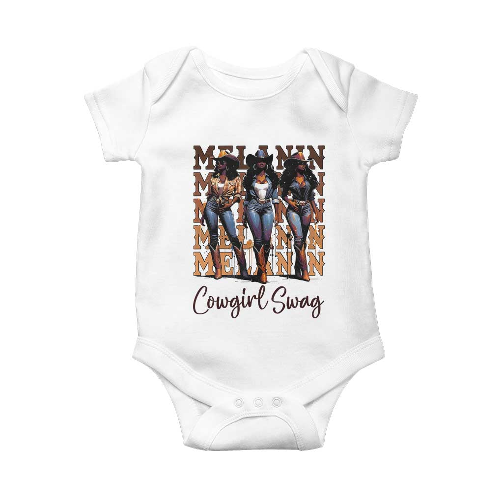 Melanin Cowgirl Swag Baby Onesie African American Cowgirls Black History Pride TS02 White Print Your Wear