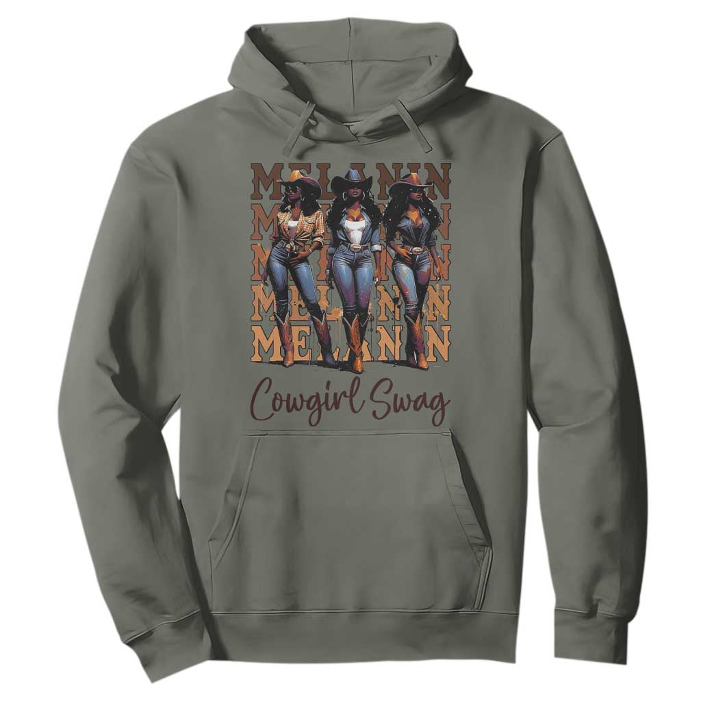 Melanin Cowgirl Swag Hoodie African American Cowgirls Black History Pride TS02 Military Green Print Your Wear