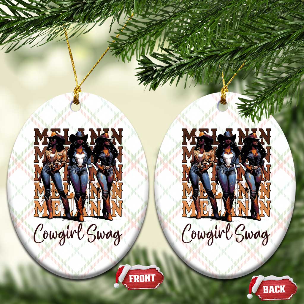 Melanin Cowgirl Swag Ceramic Ornament African American Cowgirls Black History Pride TS02 Print Your Wear