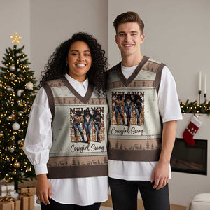 Melanin Cowgirl Swag V-Neck Knit Sweater Vest African American Cowgirls Black History Pride TS02 Mocha Mousse Print Your Wear