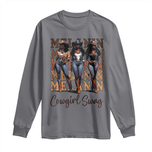 Melanin Cowgirl Swag Long Sleeve Shirt African American Cowgirls Black History Pride TS02 Charcoal Print Your Wear