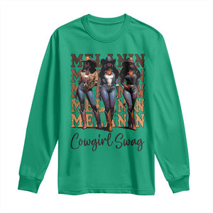 Melanin Cowgirl Swag Long Sleeve Shirt African American Cowgirls Black History Pride TS02 Irish Green Print Your Wear