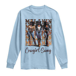 Melanin Cowgirl Swag Long Sleeve Shirt African American Cowgirls Black History Pride TS02 Light Blue Print Your Wear