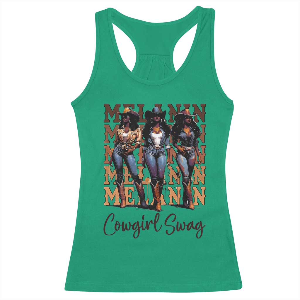 Melanin Cowgirl Swag Racerback Tank Top African American Cowgirls Black History Pride TS02 Irish Green Print Your Wear