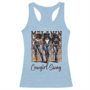 Melanin Cowgirl Swag Racerback Tank Top African American Cowgirls Black History Pride TS02 Light Blue Print Your Wear
