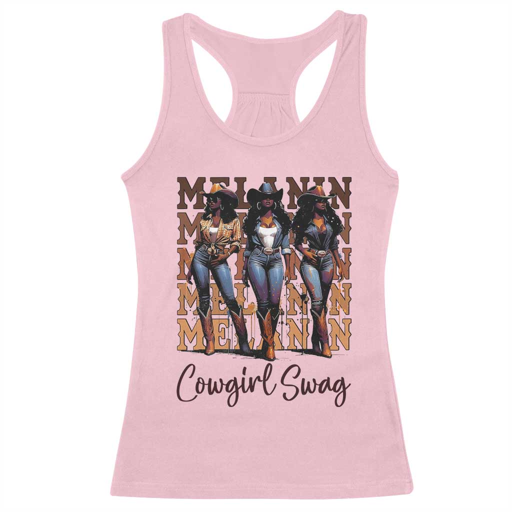 Melanin Cowgirl Swag Racerback Tank Top African American Cowgirls Black History Pride TS02 Light Pink Print Your Wear