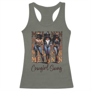 Melanin Cowgirl Swag Racerback Tank Top African American Cowgirls Black History Pride TS02 Military Green Print Your Wear