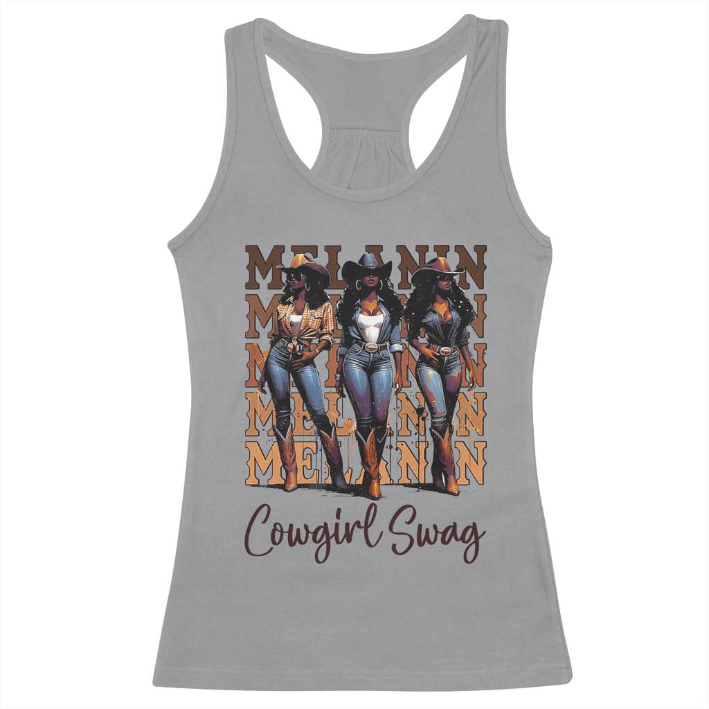 Melanin Cowgirl Swag Racerback Tank Top African American Cowgirls Black History Pride TS02 Sport Gray Print Your Wear