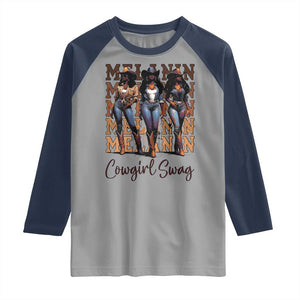 Melanin Cowgirl Swag Raglan Shirt African American Cowgirls Black History Pride TS02 Sport Gray Navy Print Your Wear