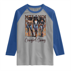 Melanin Cowgirl Swag Raglan Shirt African American Cowgirls Black History Pride TS02 Sport Gray Royal Print Your Wear