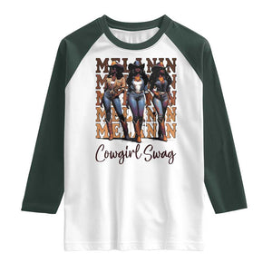 Melanin Cowgirl Swag Raglan Shirt African American Cowgirls Black History Pride TS02 White Dark Forest Green Print Your Wear