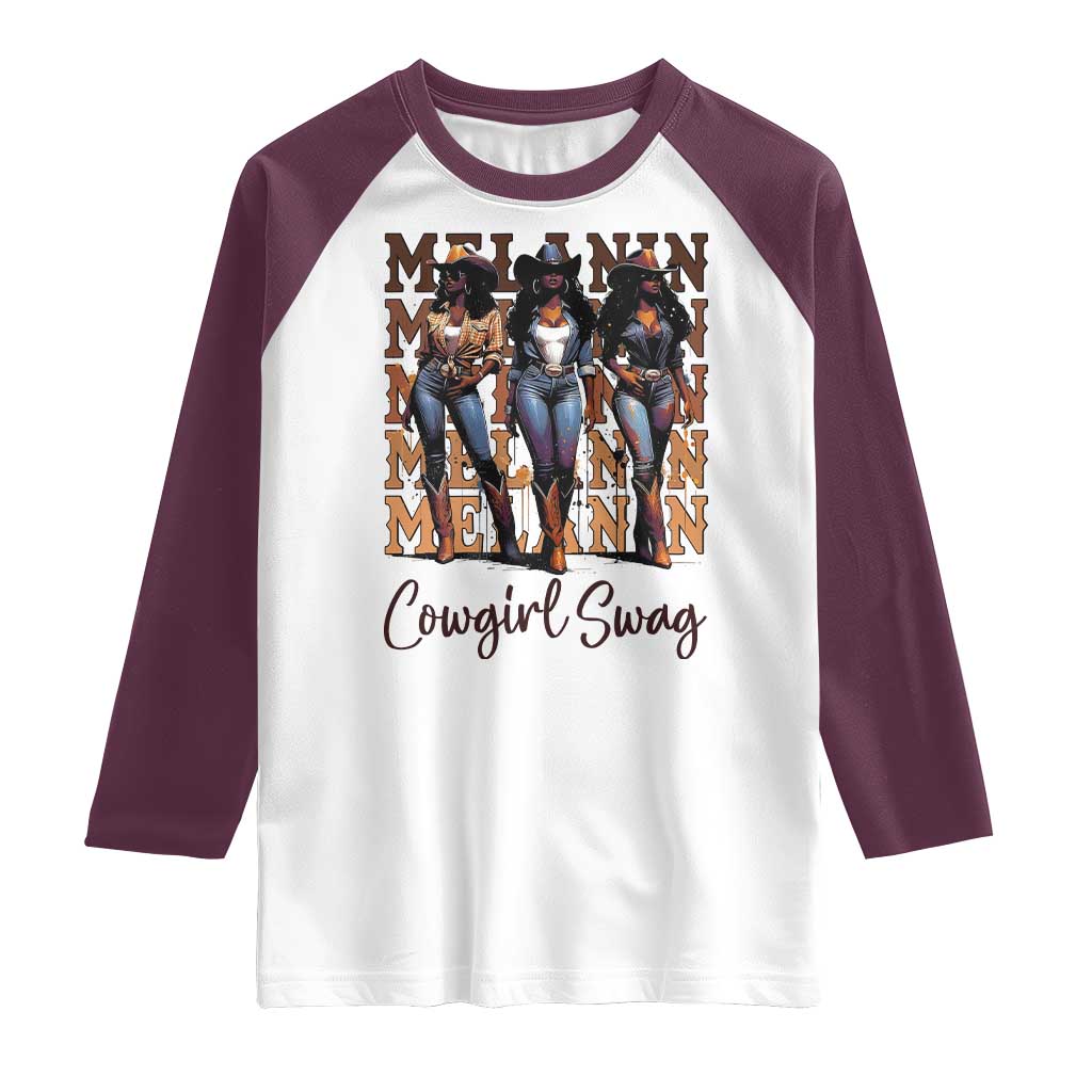 Melanin Cowgirl Swag Raglan Shirt African American Cowgirls Black History Pride TS02 White Maroon Print Your Wear