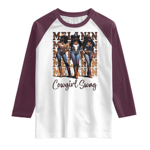 Melanin Cowgirl Swag Raglan Shirt African American Cowgirls Black History Pride TS02 White Maroon Print Your Wear