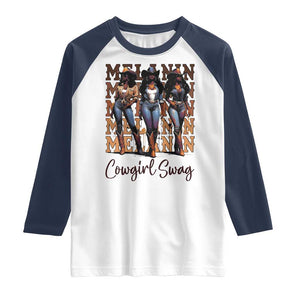 Melanin Cowgirl Swag Raglan Shirt African American Cowgirls Black History Pride TS02 White Navy Print Your Wear