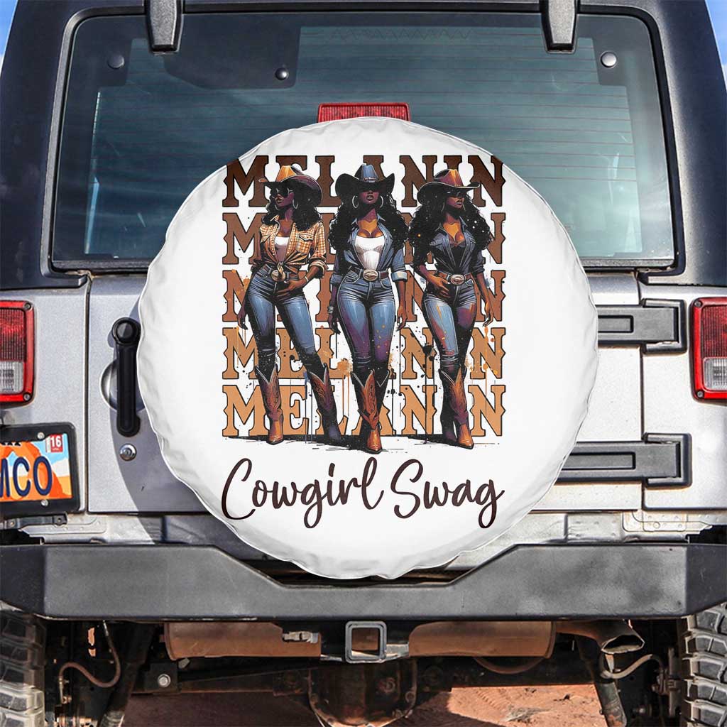 Melanin Cowgirl Swag Spare Tire Cover African American Cowgirls Black History Pride TS02 No hole White Print Your Wear