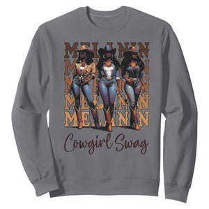 Melanin Cowgirl Swag Sweatshirt African American Cowgirls Black History Pride TS02 Charcoal Print Your Wear