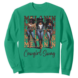 Melanin Cowgirl Swag Sweatshirt African American Cowgirls Black History Pride TS02 Irish Green Print Your Wear