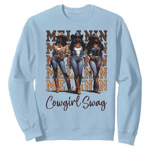 Melanin Cowgirl Swag Sweatshirt African American Cowgirls Black History Pride TS02 Light Blue Print Your Wear
