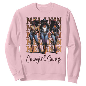 Melanin Cowgirl Swag Sweatshirt African American Cowgirls Black History Pride TS02 Light Pink Print Your Wear