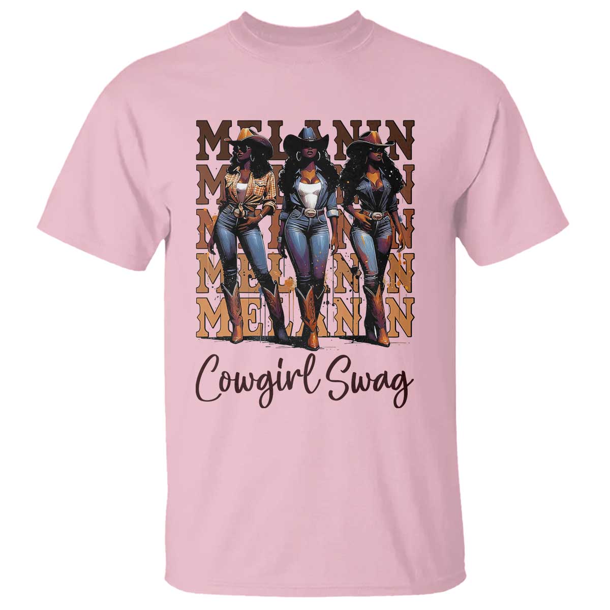 Melanin Cowgirl Swag T Shirt African American Cowgirls Black History Pride TS02 Light Pink Print Your Wear
