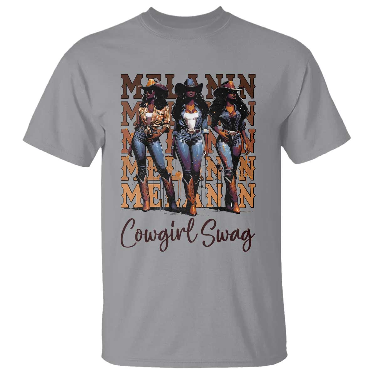 Melanin Cowgirl Swag T Shirt African American Cowgirls Black History Pride TS02 Sport Gray Print Your Wear