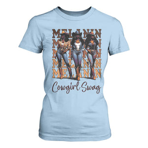 Melanin Cowgirl Swag T Shirt For Women African American Cowgirls Black History Pride TS02 Light Blue Print Your Wear