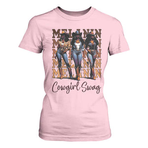 Melanin Cowgirl Swag T Shirt For Women African American Cowgirls Black History Pride TS02 Light Pink Print Your Wear