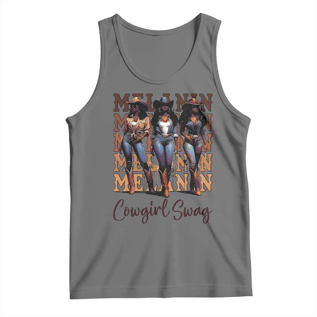 Melanin Cowgirl Swag Tank Top African American Cowgirls Black History Pride TS02 Black Heather Print Your Wear