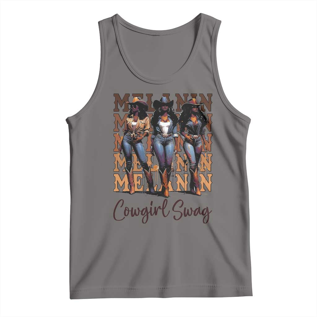 Melanin Cowgirl Swag Tank Top African American Cowgirls Black History Pride TS02 Deep Heather Print Your Wear