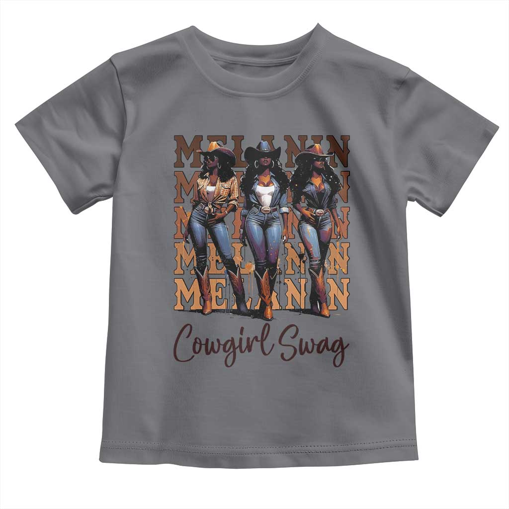 Melanin Cowgirl Swag Toddler T Shirt African American Cowgirls Black History Pride TS02 Charcoal Print Your Wear
