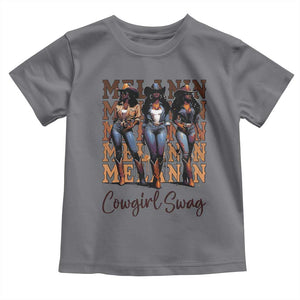Melanin Cowgirl Swag Toddler T Shirt African American Cowgirls Black History Pride TS02 Charcoal Print Your Wear