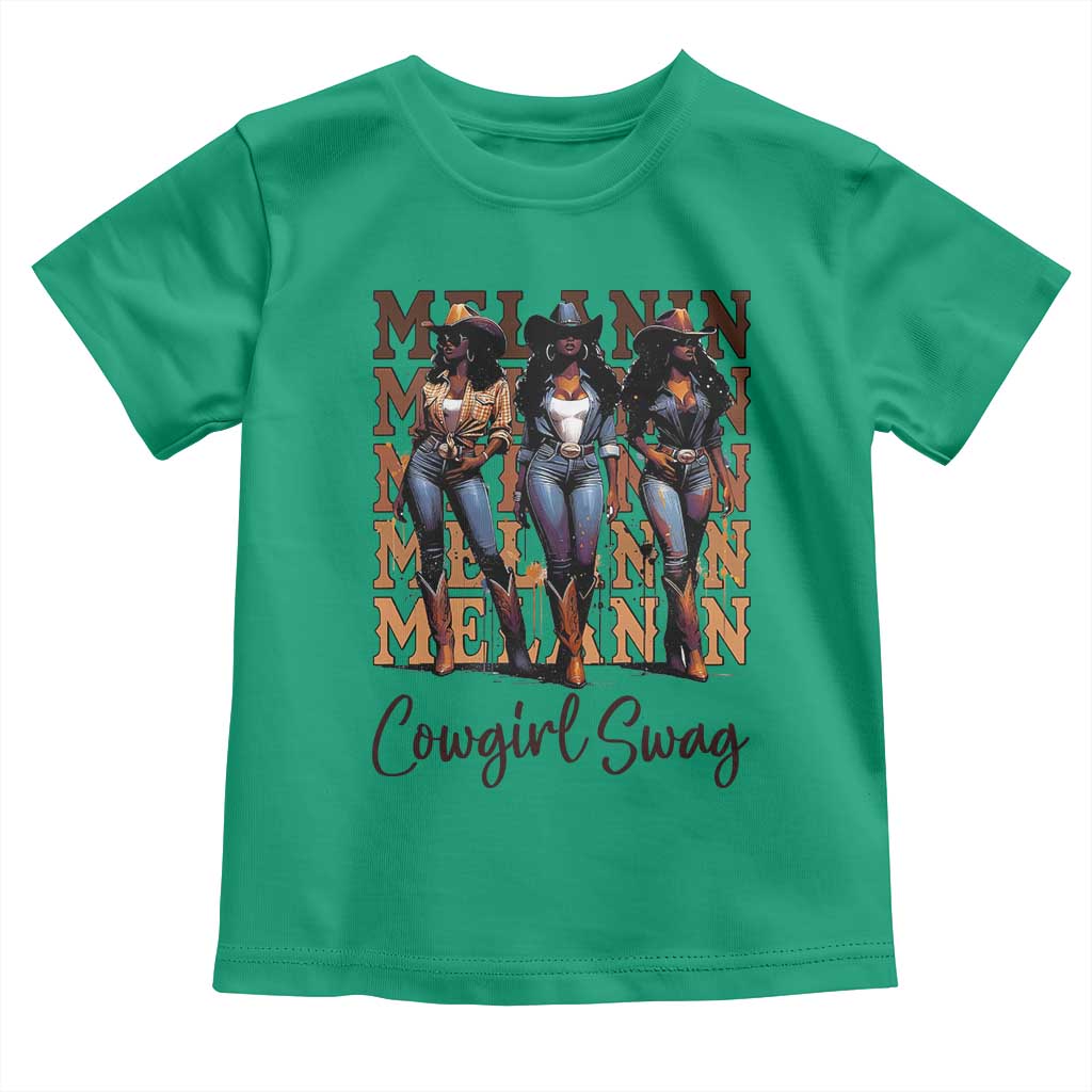 Melanin Cowgirl Swag Toddler T Shirt African American Cowgirls Black History Pride TS02 Irish Green Print Your Wear