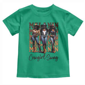 Melanin Cowgirl Swag Toddler T Shirt African American Cowgirls Black History Pride TS02 Irish Green Print Your Wear
