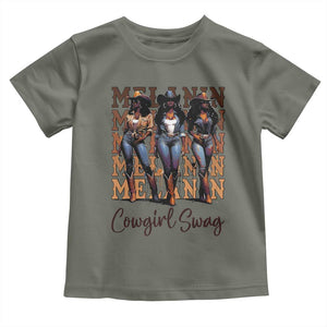 Melanin Cowgirl Swag Toddler T Shirt African American Cowgirls Black History Pride TS02 Military Green Print Your Wear