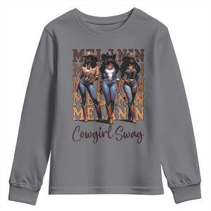 Melanin Cowgirl Swag Youth Sweatshirt African American Cowgirls Black History Pride TS02 Charcoal Print Your Wear