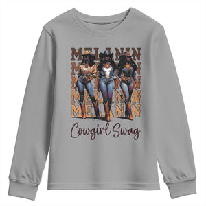 Melanin Cowgirl Swag Youth Sweatshirt African American Cowgirls Black History Pride TS02 Sport Gray Print Your Wear