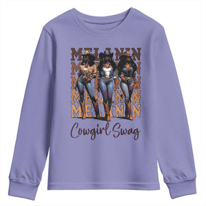 Melanin Cowgirl Swag Youth Sweatshirt African American Cowgirls Black History Pride TS02 Violet Print Your Wear